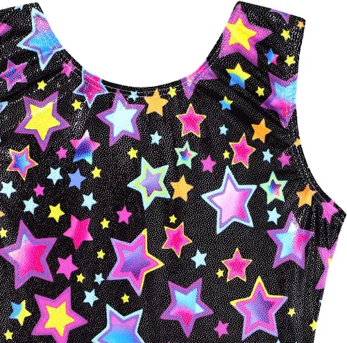 Miniatura 163 de HOZIY - Leotardos de gimnasia con pantalones cortos brillantes para niñas pequeñas; estampados de unicornio, aurora, arco iris, sirena, dinosaurio