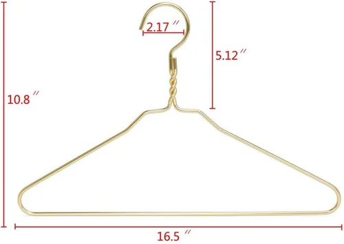 Miniatura 5 de Hermosas perchas de metal de aluminio dorado resistentes (paquete de 10 unidades, dorado)