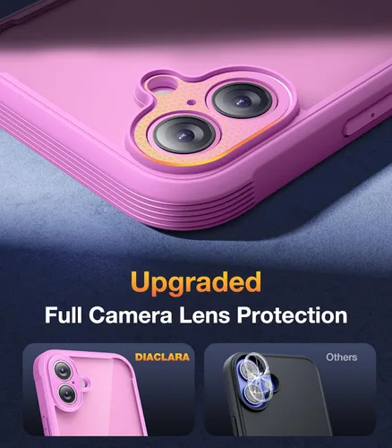 Miniatura 157 de Diaclara Funda diseñada para iPhone 16, mejorada [protección completa de la cámara], carcasa resistente de cuerpo completo con protector de pantalla