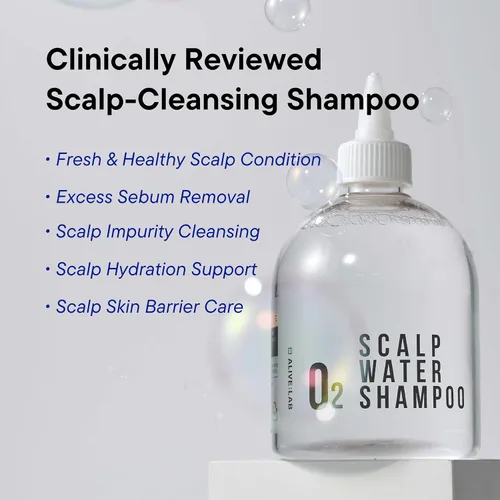 Miniatura 3 de ALIVELAB O2 Champú de agua para cuero cabelludo sensible, picazón, anticaspa, limpieza profunda y calmante, cuidado del cabello, limpiador del cuero