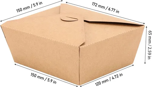 Miniatura 2 de JEUIHAU Paquete de 50 cajas de 45 onzas de papel kraft marrón para llevar, recipientes chinos para llevar, resistentes a fugas y grasa