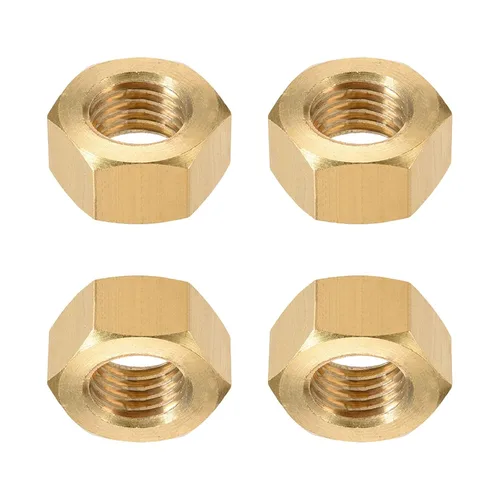 Miniatura 10 de DTGN Tuercas hexagonales M2x0.0.157 in (DxP), paquete de 100, buenas para reparación de garaje en casa, tuercas hexagonales de latón, tono dorado