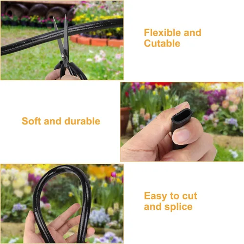 Miniatura 4 de Tubo de riego de 1/2 pulgada 50 pies, sistema de riego por goteo rígido PE para jardín, (0.52 ″ ID X 0.60 ″ OD) Línea de goteo negra, riego
