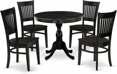 Miniatura 16 de East West Furniture AMVA3-LWH-W - Juego de mesa de cocina de 3 piezas para espacios pequeños contiene una mesa de comedor redonda con pedestal y 2