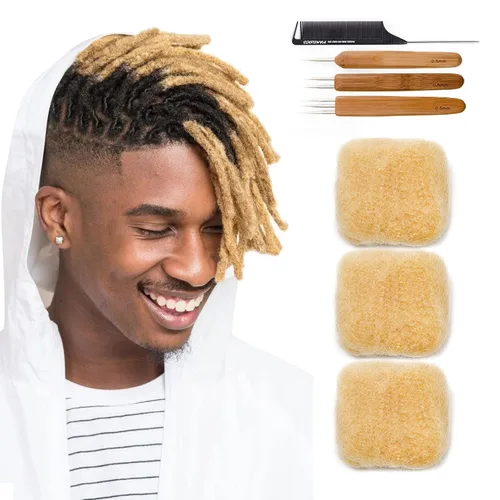 Miniatura 4 de Tight Afro Kinky - Cabello 100% humano a granel para extensiones de draedlock, extensiones de reparación, rizos y trenzas, 3 paquetes/paquete
