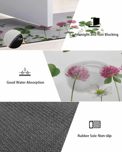 Miniatura 8 de Tapete de baño antideslizante con hojas de flores, de secado rápido y absorbente, de tierra de diatomeas, fregadero, cocina, sala de estar, lavable