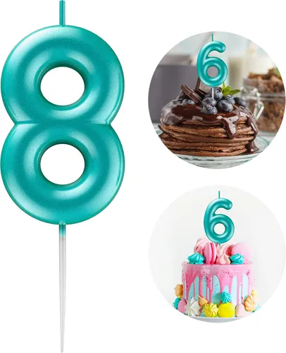 Miniatura 12 de Velas número 2 arcoíris con número 3D de feliz cumpleaños para decoración de fiesta de pastel de cumpleaños, suministros de celebración