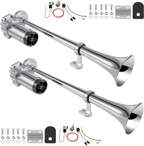Miniatura 14 de Bocina de tren para camión de 150 db 12 V, bocina de aire doble súper ruidosa con compresor, adecuada para cualquier vehículo de 12 V, tren, coche