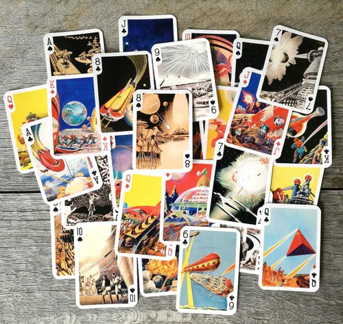 Miniatura 4 de Frank Paul SCI FI Juego de cartas (baraja de póquer 54 cartas todas diferentes) Pósteres de arte cómico de ciencia ficción vintage Lugares