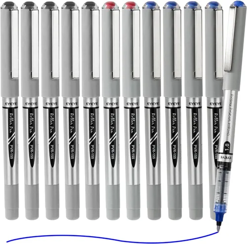 Miniatura 2 de EYEYE Bolígrafos Rollerball 1.0mm, Paquete de 12, 3 Colores, Bolígrafo de Punta Gruesa de Secado Rápido, Bolígrafos Rollerball de Tinta Líquida