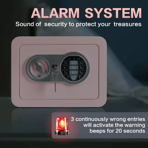 Miniatura 3 de Caja de seguridad de 0.23 pies cúbicos, pequeña con bolsa ignífuga, llaves y código de acceso, caja de seguridad electrónica digital para efectivo
