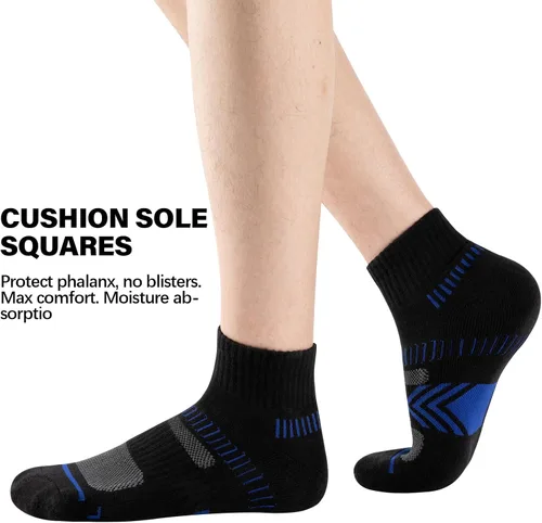 Miniatura 4 de COOPLUS Calcetines tobilleros acolchados para hombre, calcetines de algodón de rendimiento atlético