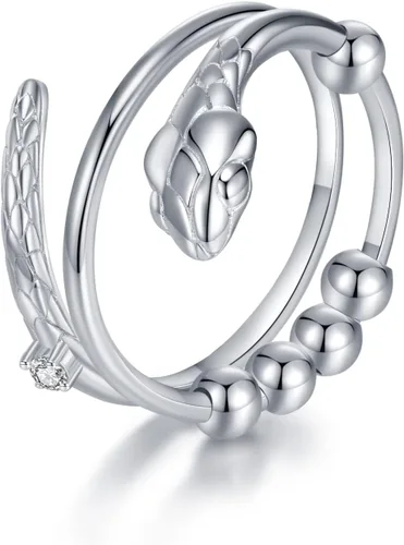 Anillos de plata de ley 925 para aliviar la ansiedad, anillo antiansiedad y estrés con cuentas, anillos abiertos, regalos de joyería para mujeres
