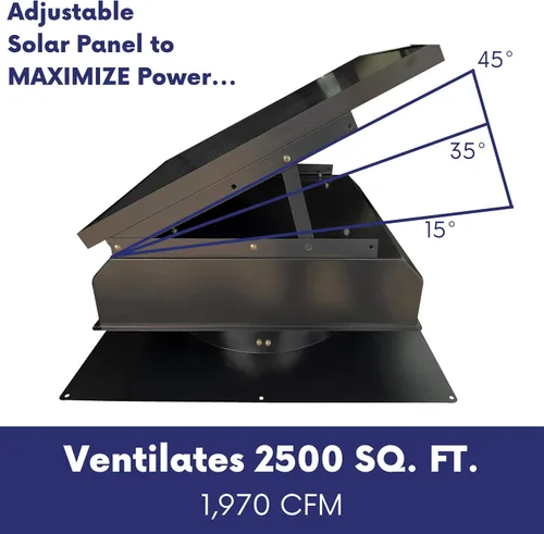 Miniatura 5 de Remington Solar Ventilador solar "Builder Series" de 30 vatios para ático - Incluye adaptador de 110 V para funcionamiento nocturno automático