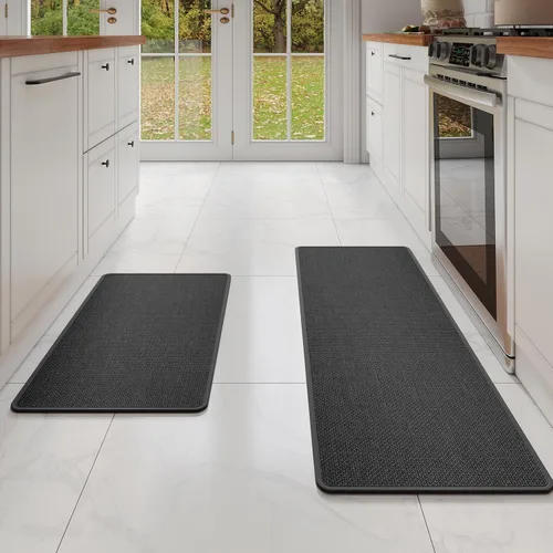 Miniatura 21 de YDKGL Tapetes de cocina para piso, alfombras de cocina súper absorbentes, antideslizantes, lavables, de lino sintético suave trenzado, alfombra