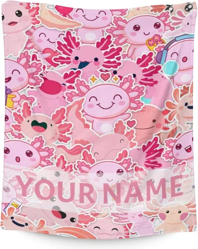 Miniatura 10 de Axolotl - Manta de regalo de 40 x 50 pulgadas para niñas, manta suave y mullida azul para cama, sofá y sala de estar Axolotl1-1
