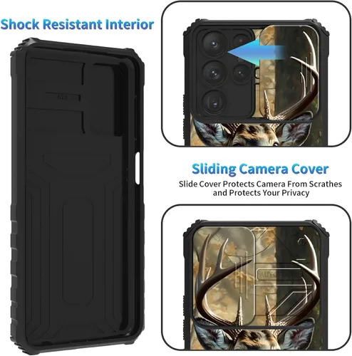 Miniatura 87 de Funda para Samsung Galaxy S22 Ultra 5G, Galaxy S22 Ultra con cubierta de cámara deslizante, funda resistente de doble capa con función atril Black