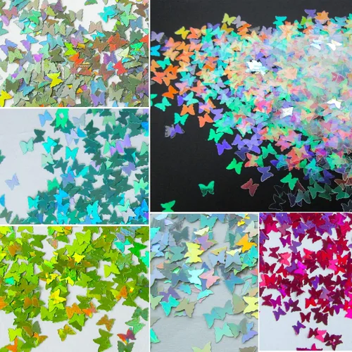 Miniatura 3 de LoveOurHome 2.12 oz con forma de mariposa, copos de purpurina gruesos, Mylar holográfico, lentejuelas, confeti, destellos, manicura, decoración