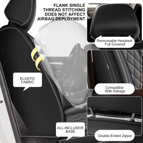 Miniatura 2 de YORKNEIC Fundas de asiento delantero de automóvil para BMW X1 para 2013-2022: fundas de asiento delantero de automóvil de cuero transpirable