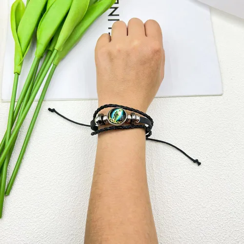 Miniatura 4 de rgwtgkyh Pulseras de San Judas para mujeres y hombres, pulsera de Virgen María Jesús hijo, pulsera vintage de cuero tejido a mano negro marrón