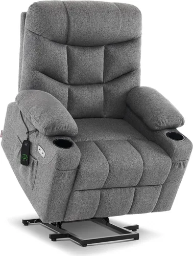 Miniatura 18 de MCombo Silla reclinable Power Lift con reposapiés extendido para personas mayores, tela 7287 (marrón, mediano)