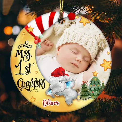 Miniatura 9 de GODLOVER Foto personalizada de bebé con adorno de Navidad de dinosaurio, plano impreso en 2D, adornos de Navidad, regalos de familia, regalo Estilo 1
