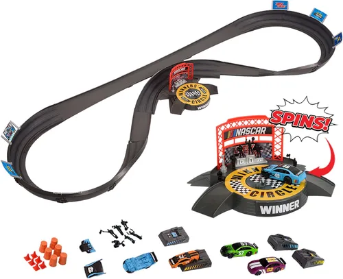 Miniatura 10 de Juego de pistas de carreras de coches de ranura NASCAR Crash Circuit Short Track 2 autos eléctricos con Cargadores Flash Pistas de carreras