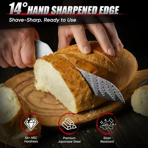 Miniatura 2 de Cuchillo de pan dentado Huusk de 8", cuchillo de pan de masa madre inoxidable con mango y funda de resina para cortar pan casero, cuchillos de pan