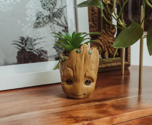 Miniatura 6 de Marvel Studios I Am Groot - Mini maceta de cerámica de 3 pulgadas con suculentas artificiales, maceta pequeña, plantas de interior de imitación