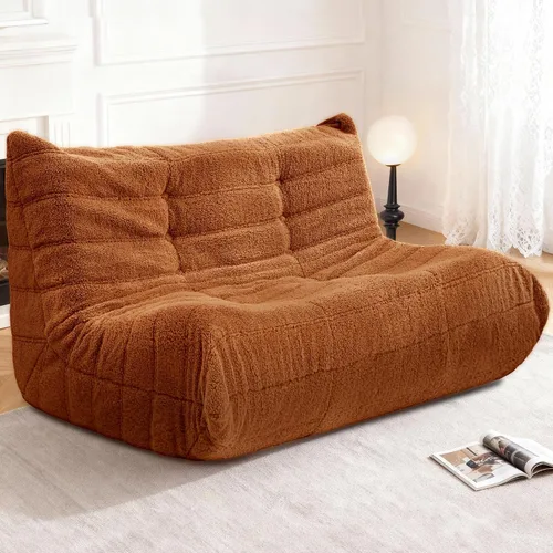 Miniatura 53 de Puf para adultos, silla puf grande, sillón con relleno de espuma viscoelástica para el hogar, apartamento o sala de juegos, gris afelpado Felpa gris