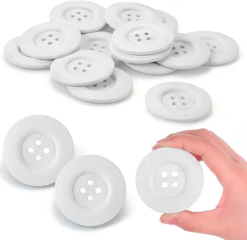 Miniatura 9 de MTLEE 30 Piezas Botones de Madera de Gran Tamaño 2.36 Pulgadas Botón de Costura Redondo 4 Agujeros Botones Grandes para Manualidades Costura de Negro