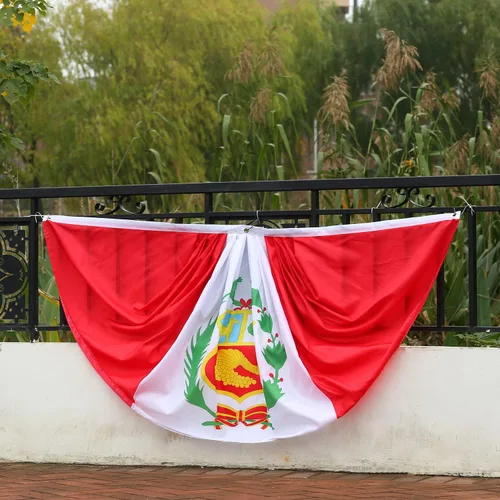 Miniatura 4 de Bandera de abanico plisada peruana de 3 x 6 pies, 2 banderas de abanico plisadas para interiores y exteriores, decoraciones de porche delantero