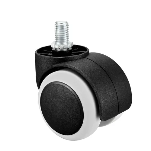 uxcell Ruedas para silla de oficina, ruedas dobles de poliuretano de 2 pulgadas, M10x14mm, vástago roscado, ruedas giratorias, color blanco, 5