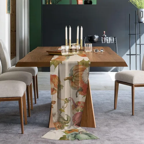 Miniatura 2 de Double Love Fall Autumn Pumpkins Chiffon Table Runner 55 Inches Long, Voile Sheer Tulle Runner for Rustic Wedding Reception Bridal Shower