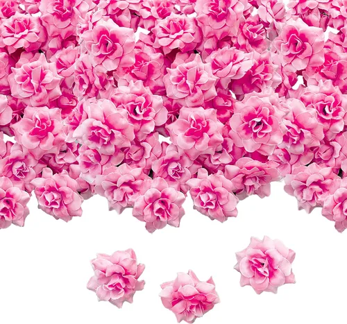 Miniatura 10 de 120 unidades de rosas artificiales de seda, cabeza de rosa falsa, cabezas de rosas para el día de San Valentín, bodas, centros de mesa, día