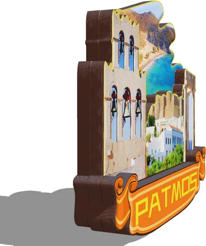 Miniatura 2 de Patmos Grecia - Imán de madera 3D para nevera, recuerdos coleccionables, decoración hecha a mano, artesanías 4