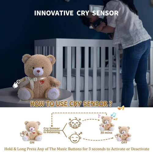 Miniatura 3 de BEREST Chupete musical para dormir para bebés recién nacidos, máquina de ruido blanco con latido del corazón de la madre, ayuda para dormir