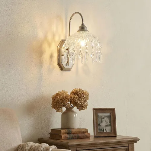 Miniatura 8 de Juego de 2 apliques de pared modernos, cristal de cristal, apliques de níquel para decoración de pared, juego de 2 acabados, para dormitorio, baño