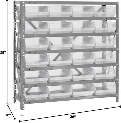 Miniatura 527 de Quantum QSBU-245BK Heavy Duty Shelving Unit with (7) Shelves and (24) QUS245 Black Bins for Garage Warehouse Storage Distribution 400 lb Load