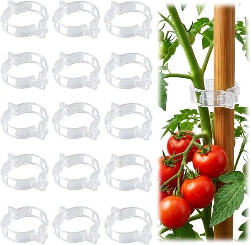 Miniatura 9 de 100 piezas de clips para tomate para plantas trepadoras, clips de soporte de planta de enrejado de plástico para jardín, clips reutilizables
