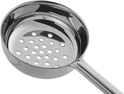 Miniatura 4 de Soro Essentials - Cuchara perforada de acero inoxidable para servir con control de porciones con mango azul - Cuchara de control de porciones