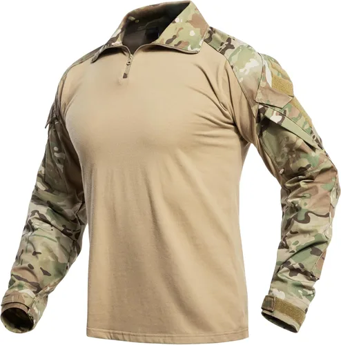 Miniatura 9 de YEVHEV G3 Camisa de camuflaje con coderas para hombres, uniforme táctico de caza, equipo de paintball Negro camuflaje/ volt/ blanco