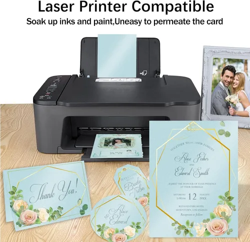 Miniatura 4 de Goefun - 100 hojas de cartulina azul brillante de 8.5 x 11 pulgadas, papel metálico de 80 libras para invitaciones, bodas, fiestas, duchas azul