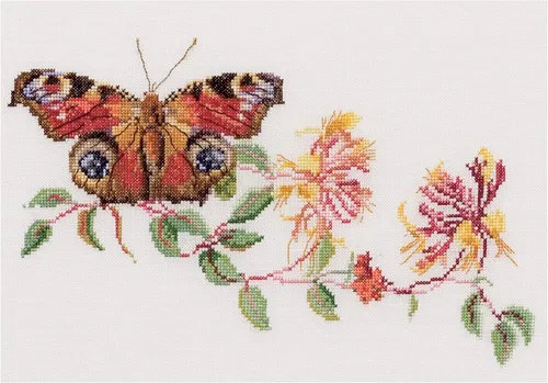 Miniatura 11 de Thea Gouverneur - Kit de punto de cruz con diseño de mariposa-clemátide - Aida - 18 unidades - Kit de bordado para adultos - Hilos de bordado DMC