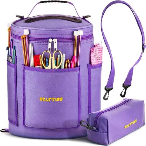 Miniatura 11 de Bolsa de almacenamiento de hilos: bolsa de hilo, organizador duradero para tejer y ganchillo con estuche de aguja Turquesa
