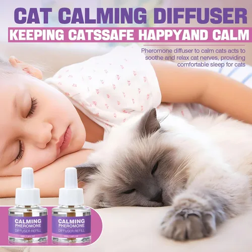 Miniatura 3 de Difusor calmante de feromonas para gatos, paquete de 6 difusores de feromonas múltiples, recambios para aliviar la ansiedad y el estrés, reducir