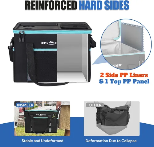 Miniatura 4 de INSMEER Soft Cooler Bag with Hard Shell & 2 Cup Holders, Portable 40L/70 Cans Collapsible Cooler Bags Insulated with Leakproof for Travel, ice