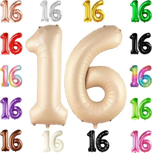 Miniatura 12 de KatchOn, Globo de oro rosa con el número 16 de 40 pulgadas Globo de aluminio para decoraciones de cumpleaños de 16 años para niñas Globo de oro
