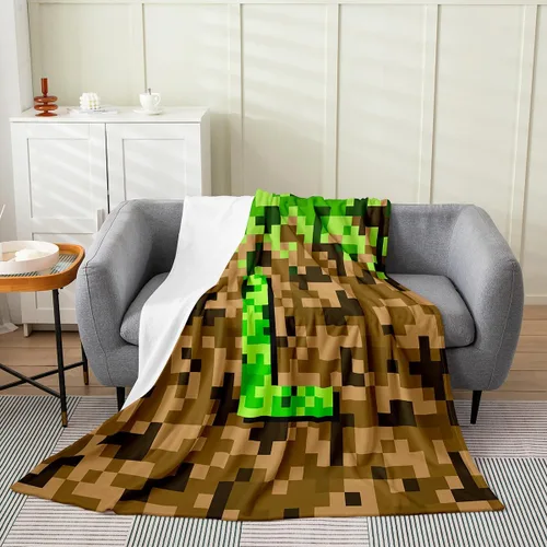 Miniatura 32 de Castle Fairy Manta pixelada de franela de la letra B, manta de forro polar estilo minero, para niños y niñas, niños y adultos, manta mullida
