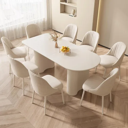 Miniatura 22 de Guyii Juego de mesa de comedor de 55.11 pulgadas con 4 sillas, juego de mesa de cocina moderno, mesa de comedor interior para cocina, bar, sala